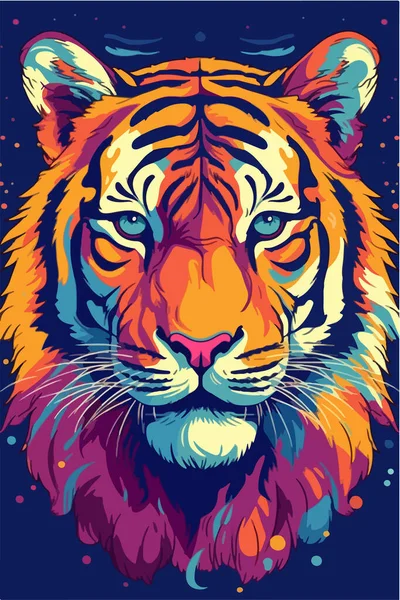 Tête Tigre Illustration Vectorielle Dessinée Main — Image vectorielle