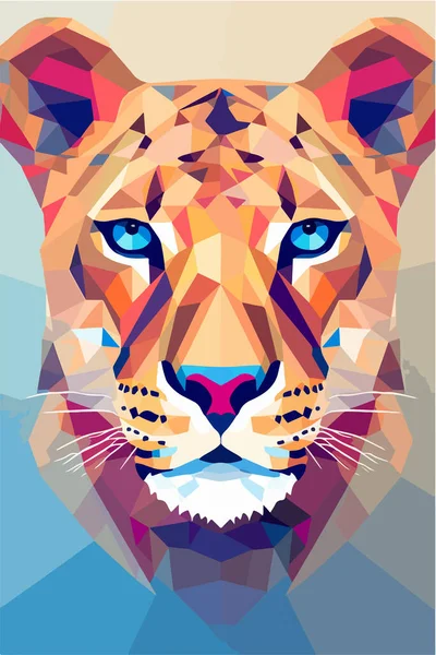 Tête Tigre Polygonale Abstraite — Image vectorielle