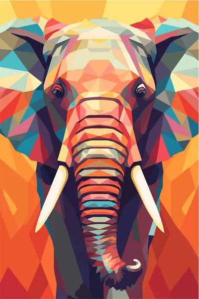 Ilustração Vetorial Elefante Com Formas Geométricas Abstratas Sobre Fundo Cor —  Vetores de Stock