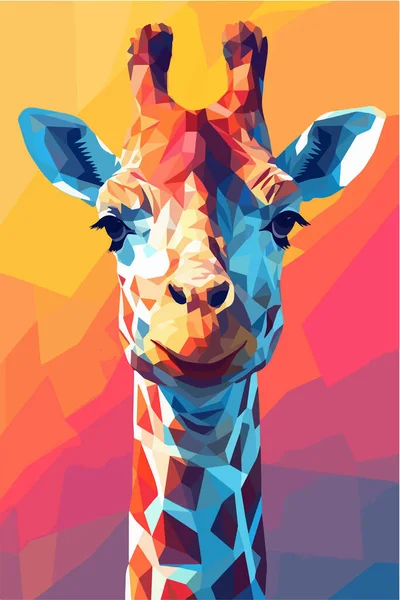 Żyrafa Geometrycznym Stylu Wielokątnym Abstrakcyjna Ilustracja Wektora — Wektor stockowy