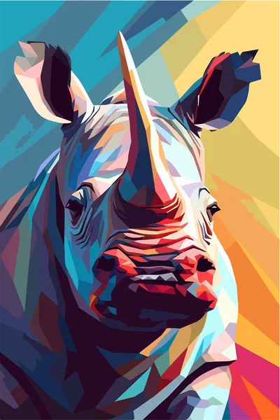 Wektorowa Ilustracja Nosorożca Głowa Zwierzęcia — Wektor stockowy