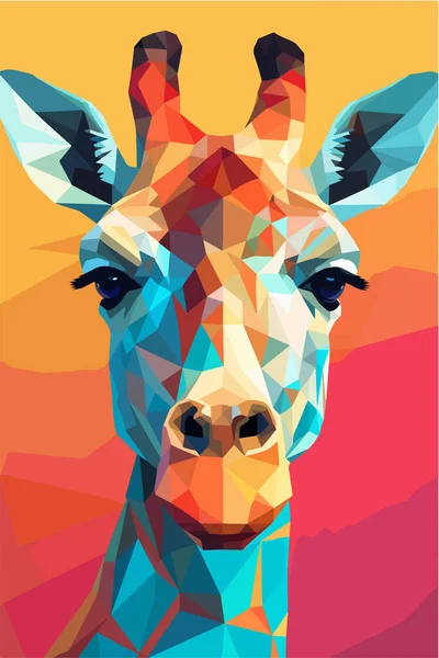 Illustration Vectorielle Tête Girafe Animal Polygonal Géométrique Abstrait Icône Animale — Image vectorielle
