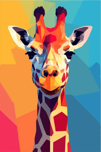 Colorful Vector Giraffe Head Vector Illustration — Stock Vector
