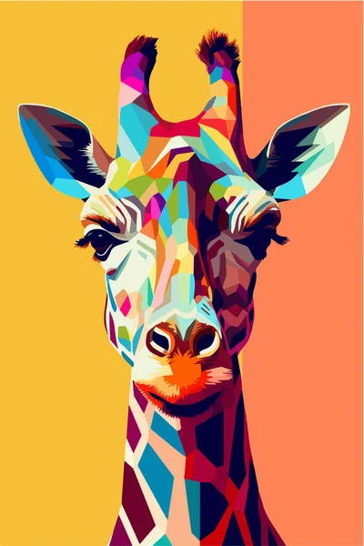 Vector Illustration Giraffe Geometric Style — Stock Vector