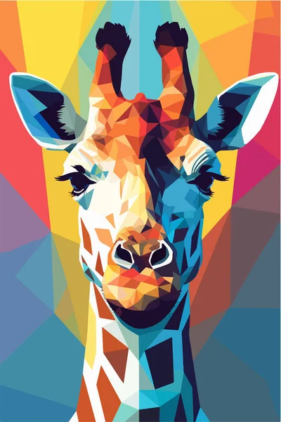 Colorata Testa Giraffa Poligonale Forme Geometriche Astratte — Vettoriale Stock