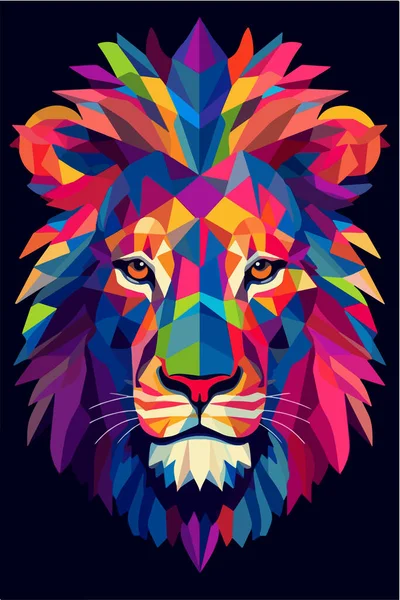 Vecteur Abstrait Coloré Tête Lion — Image vectorielle