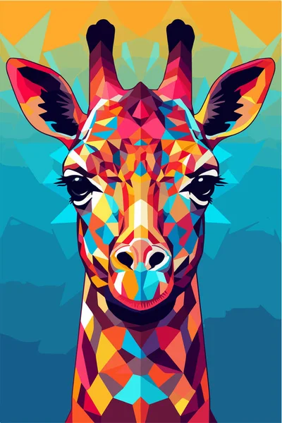 Colorful Abstract Giraffe Head Vector Illustration — Stock Vector