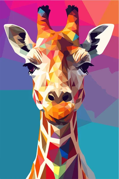 Colorful Giraffe Head Polygon Style Vector — Stock Vector