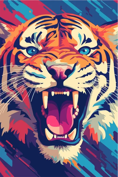 Illustration Vectorielle Face Tiger — Image vectorielle
