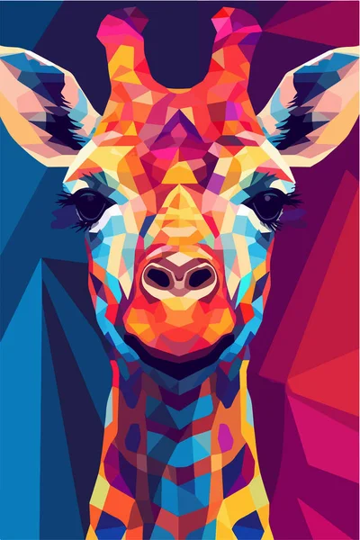 Tête Animale Abstraite Colorée Avec Motif Triangle Illustration Vectorielle — Image vectorielle