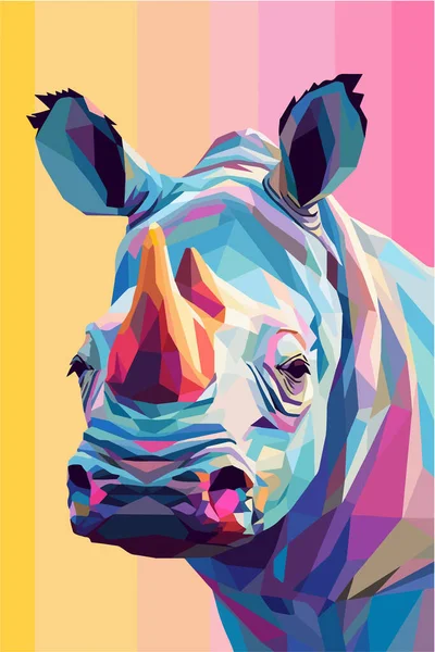 Vector Colorido Ilustración Cabeza Rinoceronte Ilustración Vectorial — Vector de stock
