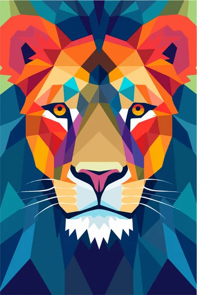 stock vector lion head vector illustration in colorful style for your design 