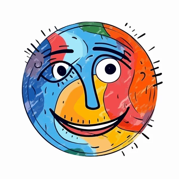 Niedlich Lächelnder Cartoon Planet Erde — Stockvektor