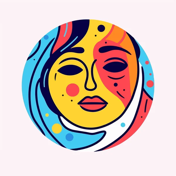 Woman Face Portrait Abstract Colorful Vector Illustration — Stock Vector