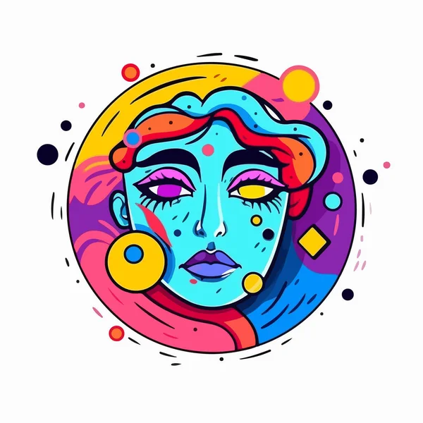 Vecteur Abstrait Coloré Illustration Femme Avec Des Formes Abstraites Des — Image vectorielle