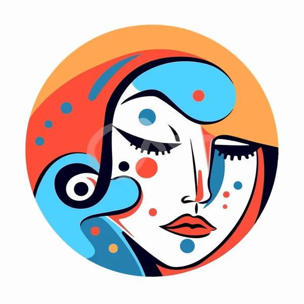 Abstract Vector Illustration Hand Drawn Face Woman — Stock Vector