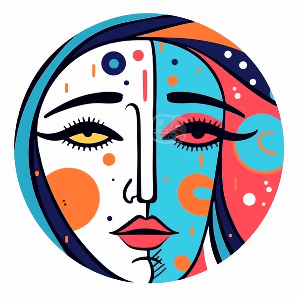 Abstract Face Woman Abstract Shapes Hand Drawn Vector Illustration — Stock Vector
