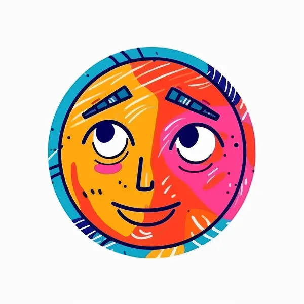 Schönes Glückliches Lächeln Nette Zeichentrickfigur Vektor Handgezeichnete Illustration — Stockvektor