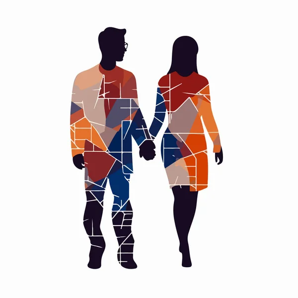 Silhouette Abstraite Couple — Image vectorielle