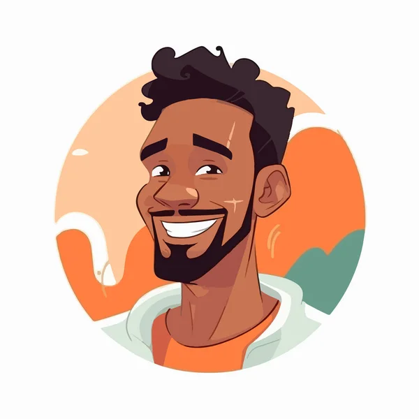 Hombre Sonriente Con Peinado Afro Retrato Masculino Ilustración Dibujos Animados — Archivo Imágenes Vectoriales