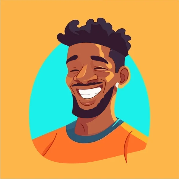 Afrikanisch Amerikanischer Typ Mit Bart Der Lächelt Glückliche Männliche Porträtvektorillustration — Stockvektor