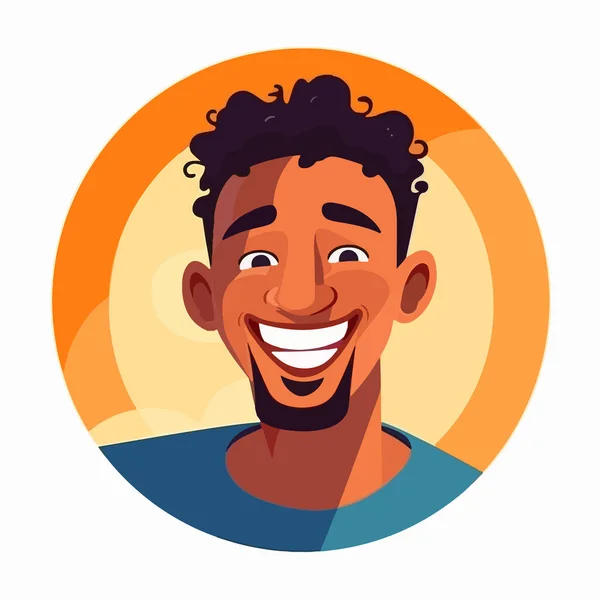 Счастливый Африканский Мужчина Портретом Улыбающегося Лица Позитивные Эмоции Векторная Иллюстрация — стоковый вектор