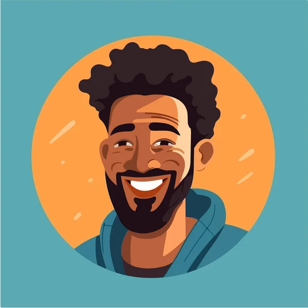 Hombre Afroamericano Sonriente Estilo Plano — Vector de stock