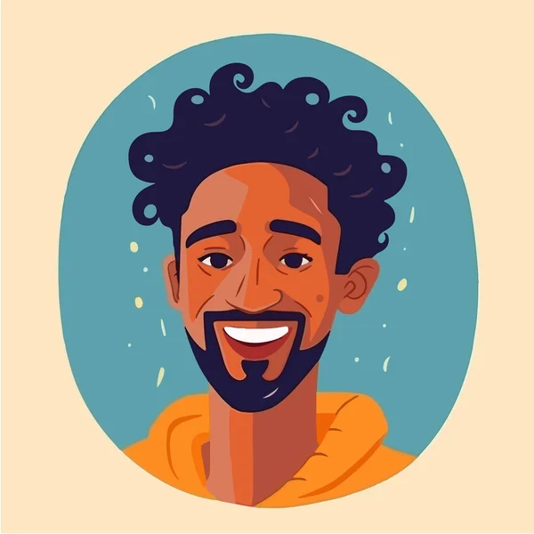 アフリカ人男性は笑顔で自信満々です 正の人物肖像ベクトル図 — ストックベクタ