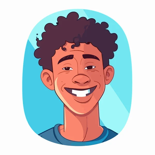 Happy Smiling African American Guy Cartoon Character Vector Illustration — Stock Vector