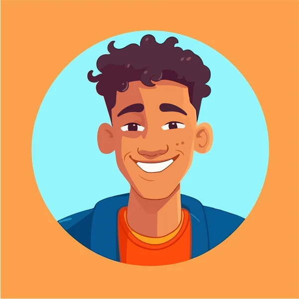 African Guy Smile Happy Smiling Young Guy Vector Illustration Flat — Stock Vector