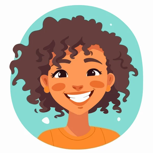 stock vector happy african american girl smiling and laughing, vector illustration. 