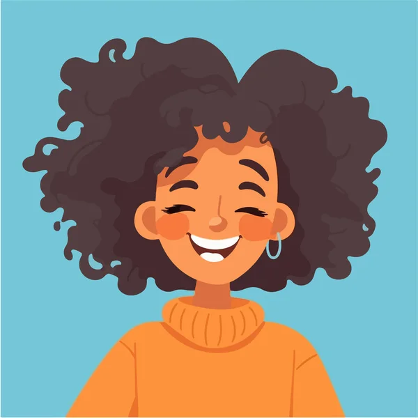 stock vector cute african girl with curly hair 