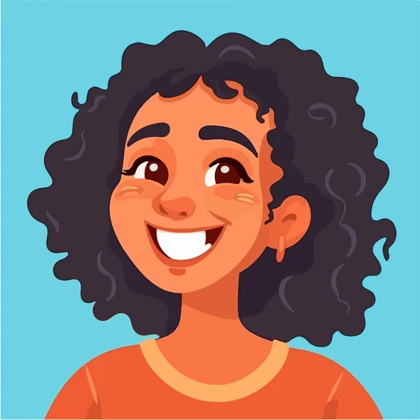 Schattig Lachend Afrikaans Amerikaans Meisje Met Krullend Haar Gelukkig Kind — Stockvector