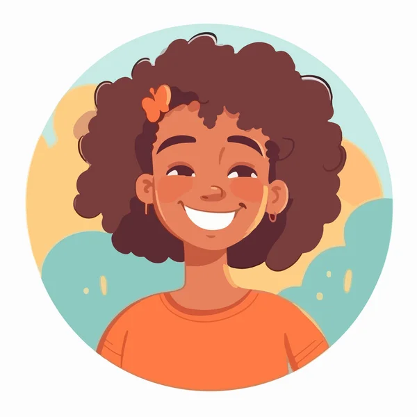 stock vector vector illustration of a girl with a curly hairstyle. cute little girl with curly hair. vector illustration 