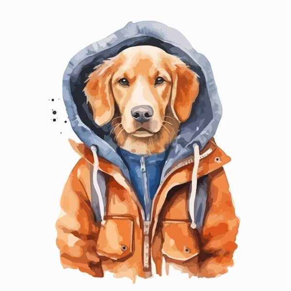 穿着冬季夹克的狗的肖像 — 图库矢量图片