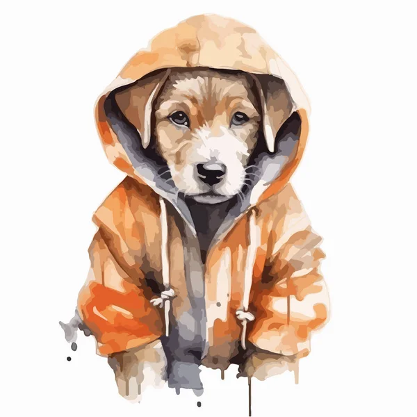 Hund Hatt Akvarell Illustration — Stock vektor