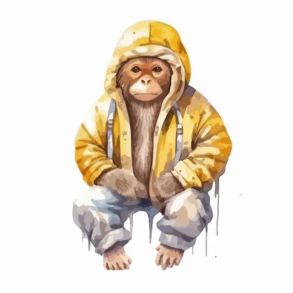 Cute Monkey Big Hat — Stock Vector