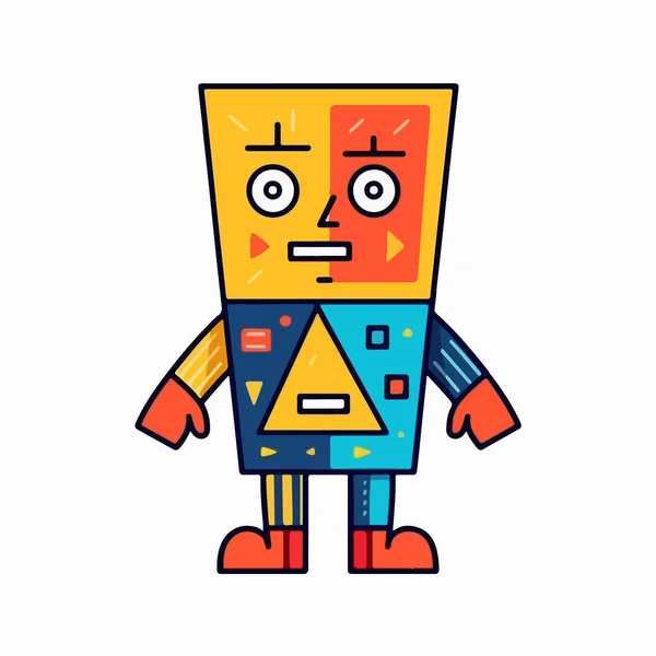 ロボットのフラット カラー レトロ漫画 — ストックベクタ