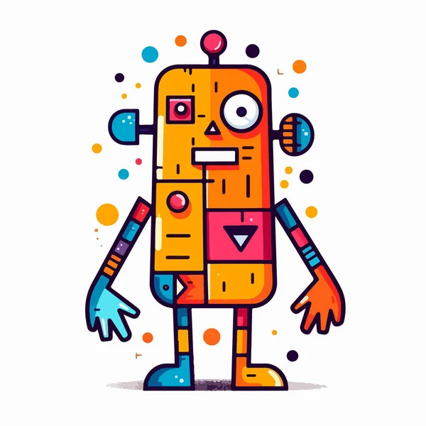 Icono Robot Dibujos Animados Aislado Sobre Fondo Blanco — Vector de stock