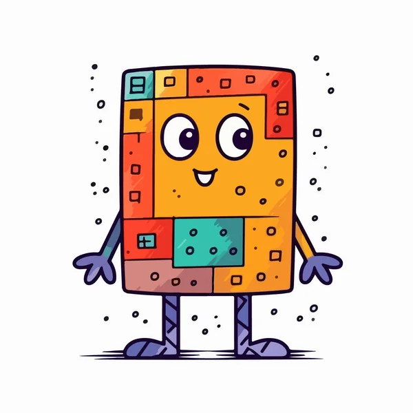 漫画幸せなロボットキューブ — ストックベクタ
