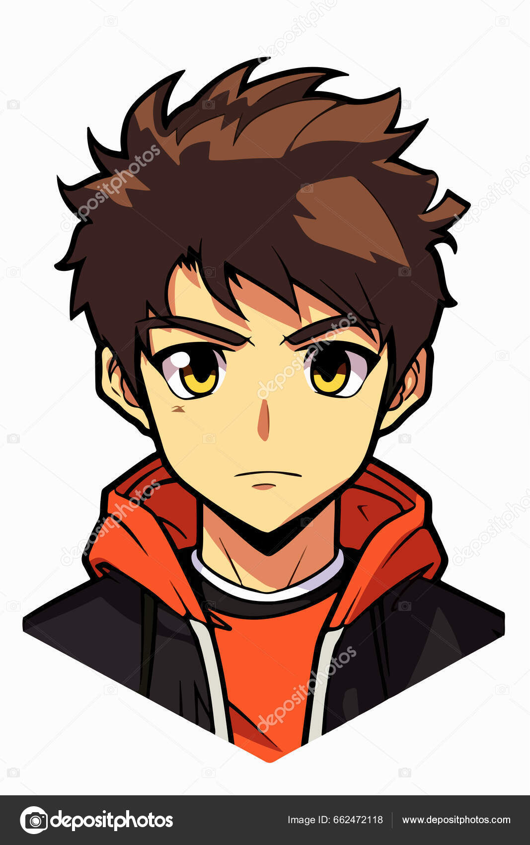 Jovem Homem Anime Estilo Personagem Vetor Ilustração Design Manga