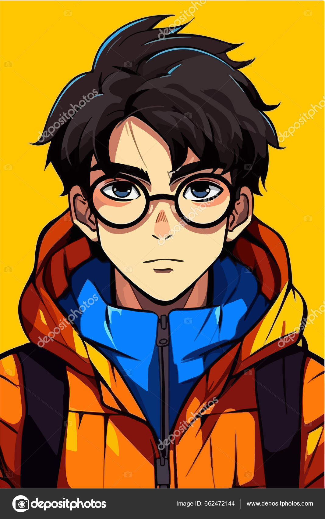 Jovem Homem Anime Estilo Personagem Vetor Ilustração Design Manga Anime  imagem vetorial de nadunprabodana© 662472144