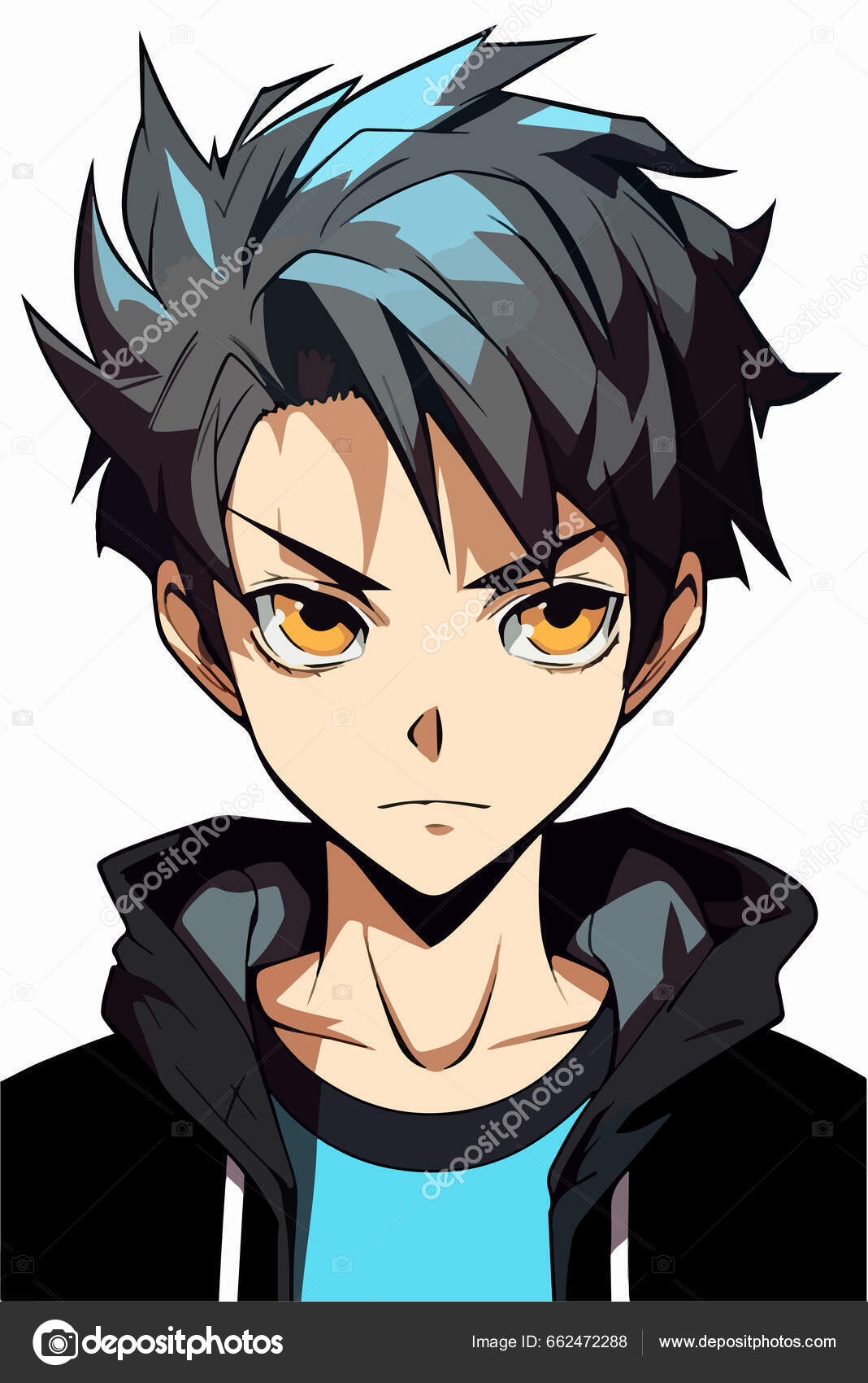 Bonito homem de anime japonês com olhos azuis gerados por ia