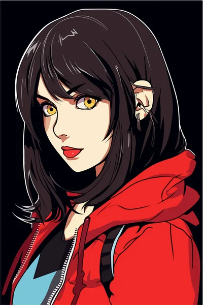 Fiatal Lány Anime Stílusú Karakter Vektor Illusztráció Design Manga Anime — Stock Vector