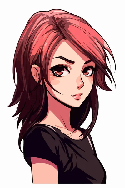 Jong Meisje Anime Stijl Karakter Vector Illustratie Ontwerp Manga Anime — Stockvector
