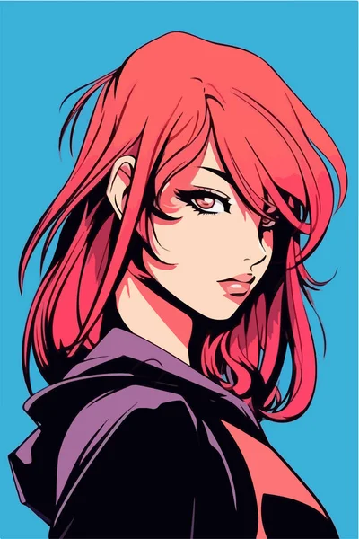Giovane Ragazza Stile Anime Personaggio Vettore Illustrazione Design Manga Anime — Vettoriale Stock
