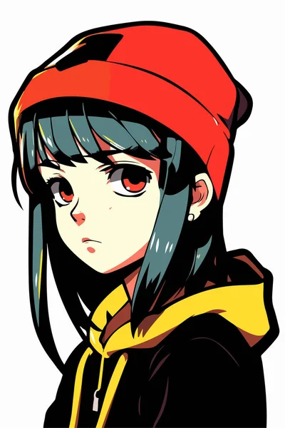 Junges Mädchen Anime Stil Charakter Vektor Illustration Design Manga Anime — Stockvektor