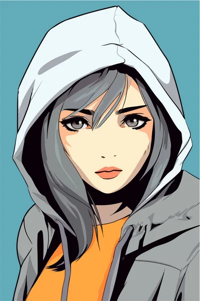 Jong Meisje Anime Stijl Karakter Vector Illustratie Ontwerp Manga Anime — Stockvector