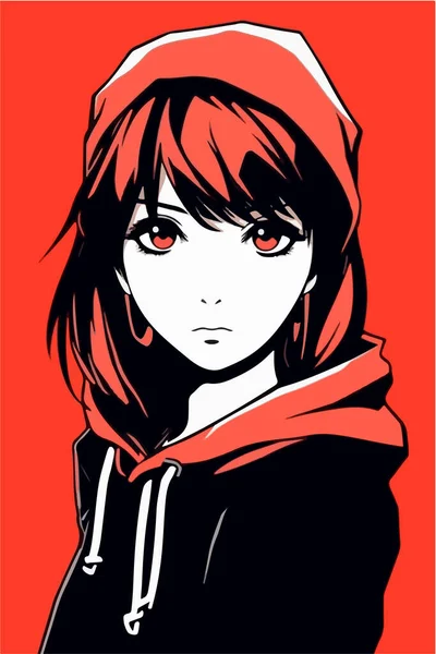Dessin Illustration Vectoriel Personnage Style Anime Jeune Fille Manga Anime — Image vectorielle