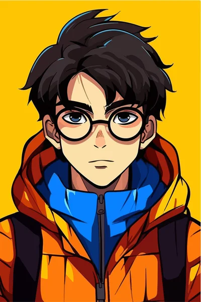 Fiatal Férfi Anime Stílusú Karakter Vektor Illusztráció Design Manga Anime — Stock Vector